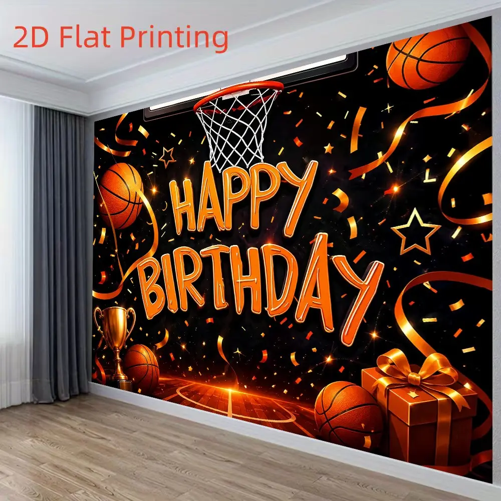 1PC 2D Flat Basketball Stadium Trophy Themed Birthday Party Backdrop Polyester Fiber Suitable for Living Room Bedroom Office Birthday Anniversary Home Decor Indoor and Outdoor Party Photography Backdrop Birthday Party Supplies