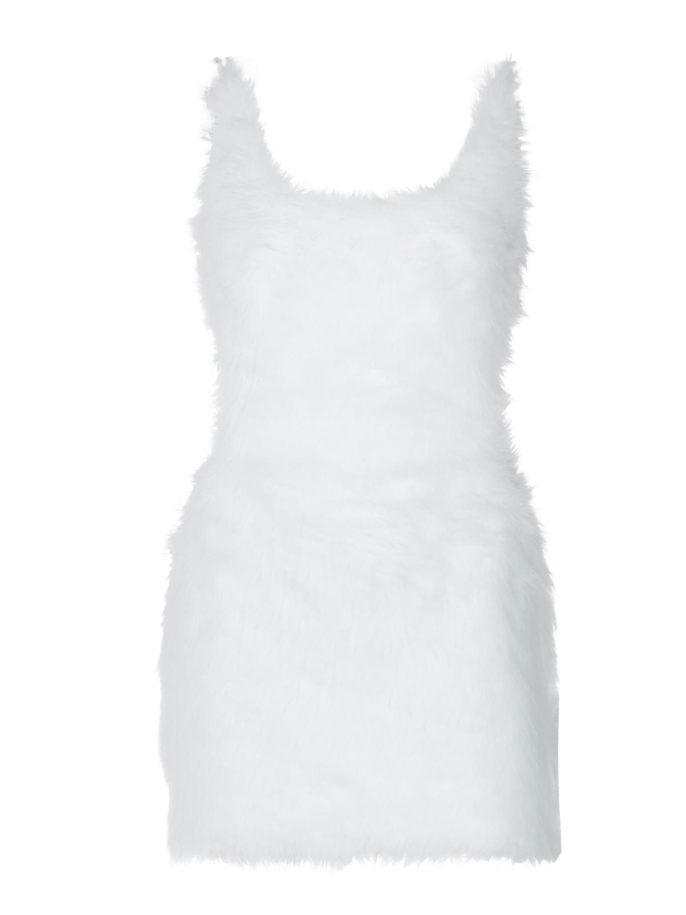 Women's Solid Color Plush Dress, Fashionable Backless Sleeveless Bodycon Fit Dress for Party Club Night Out, Women Dress for Fall & Winter