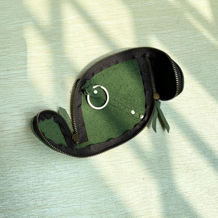 Men’s & Women’s Leather Key Bag, Retro Crazy Horse Leather Zipper Wallet for Car Keys, Card Holder, Stylish Key Organizer, Multi-purpose Keychain for Daily Use, Travel, Gifts