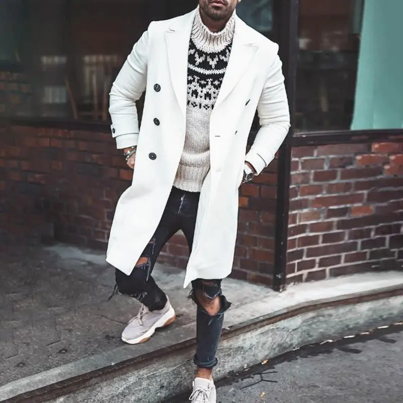 2021 Autumn Winter Wool Coat Men Woolen Trench Coat Wool Material Jacket
