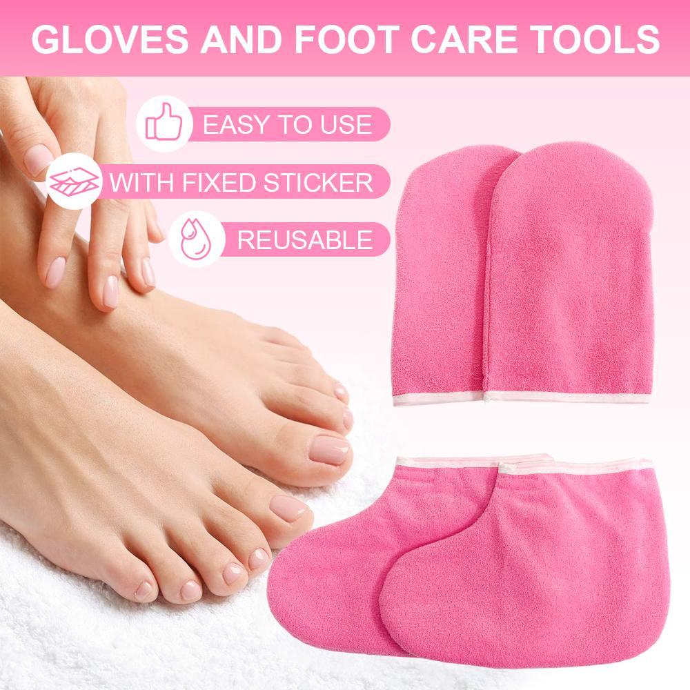 Paraffin Wax Bath Gloves & Foot Covers Set, 1 Pair Paraffin Wax Bath Gloves & 1 Pair Hot Wax Footmuffs, Suitable for Women's Daily Hand and Foot Care, Masks, Body Care