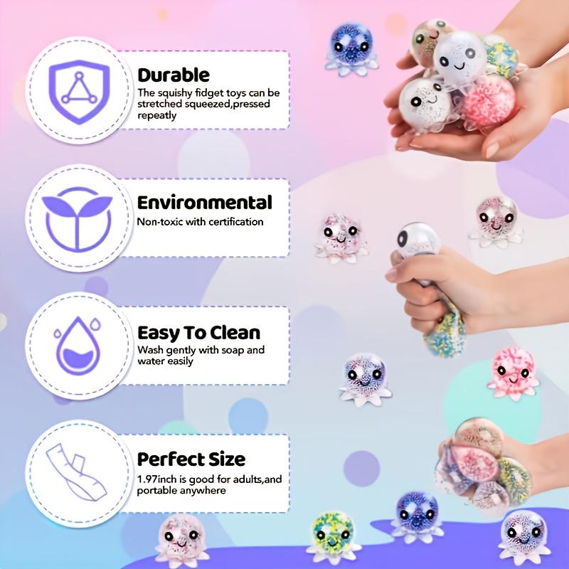 3 Cute Octopus Soft Stress Balls - Colorful Beads Suitable for Children and Adults, Christmas, Halloween, Thanksgiving Gifts, Toys |   Colorful soft balls |   Transparent ball, random color