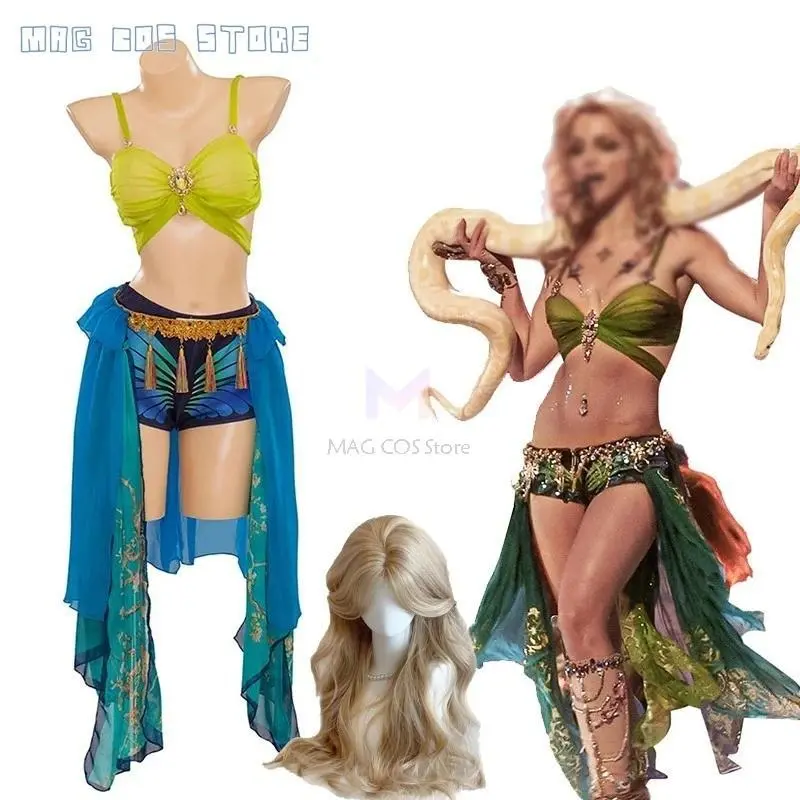 Halloween Costume Super Star Britneyy Cosplay Sweet Girls Sexy Spears  Costume Wild Dance with Snake Anime Cosplay