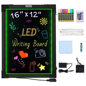 VEVOR LED Message Writing Board, 16" x 12" Illuminated Erasable Lighted Chalkboard, Neon Effect Menu Sign Board, Drawing Board with 8 Fluorescent Chalk Markers and Remote Control, for Home Wedding Shop
