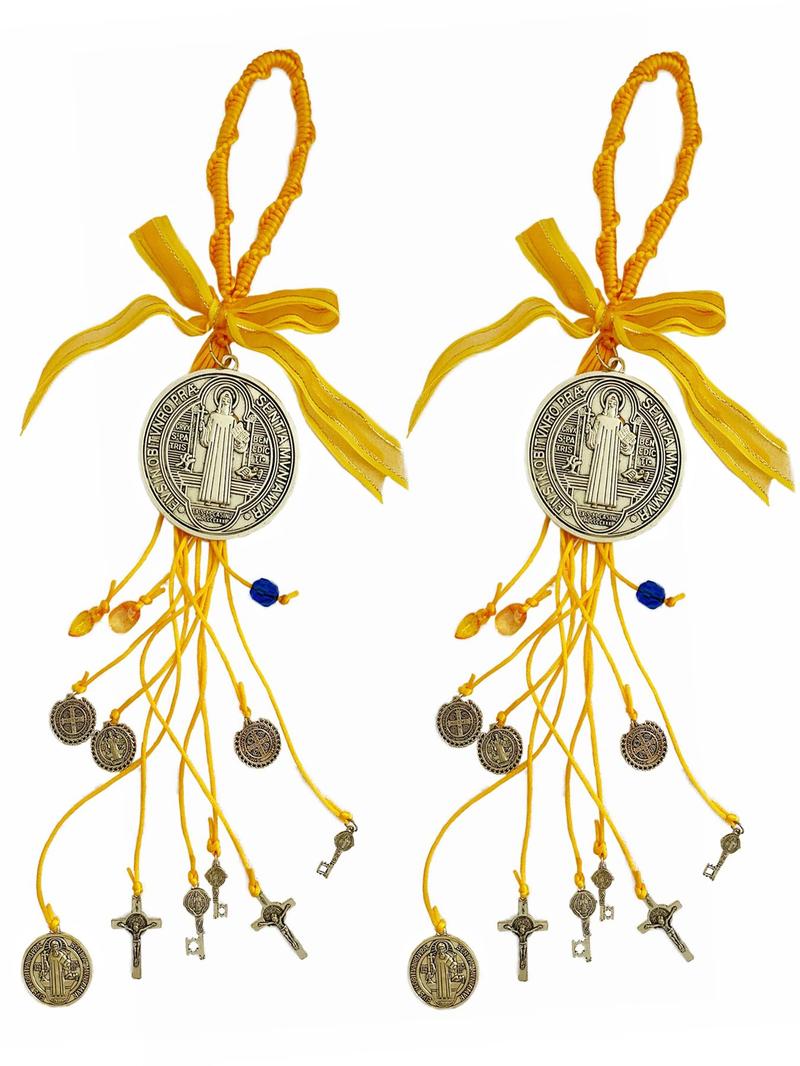 Saint Benedict Medal Protection Blessing Charm, Catholic San Benito Medalla Handmade Jewelry, Car Hanging Charm for Men Women, Car Hanging Decoration