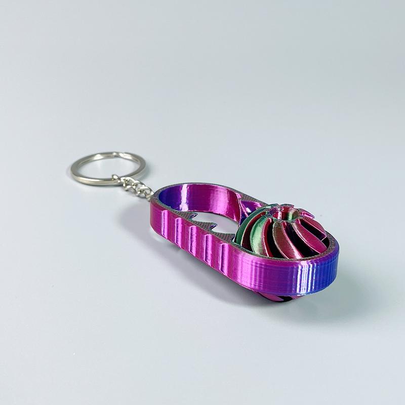 Christmas Gift,3D Printed Stress Relief Fidget Spinner Toy, Dual Color Spiral Keychain Pendant, Fun Decoration Wallet Charm, Stylish Keychain, Christmas Gift