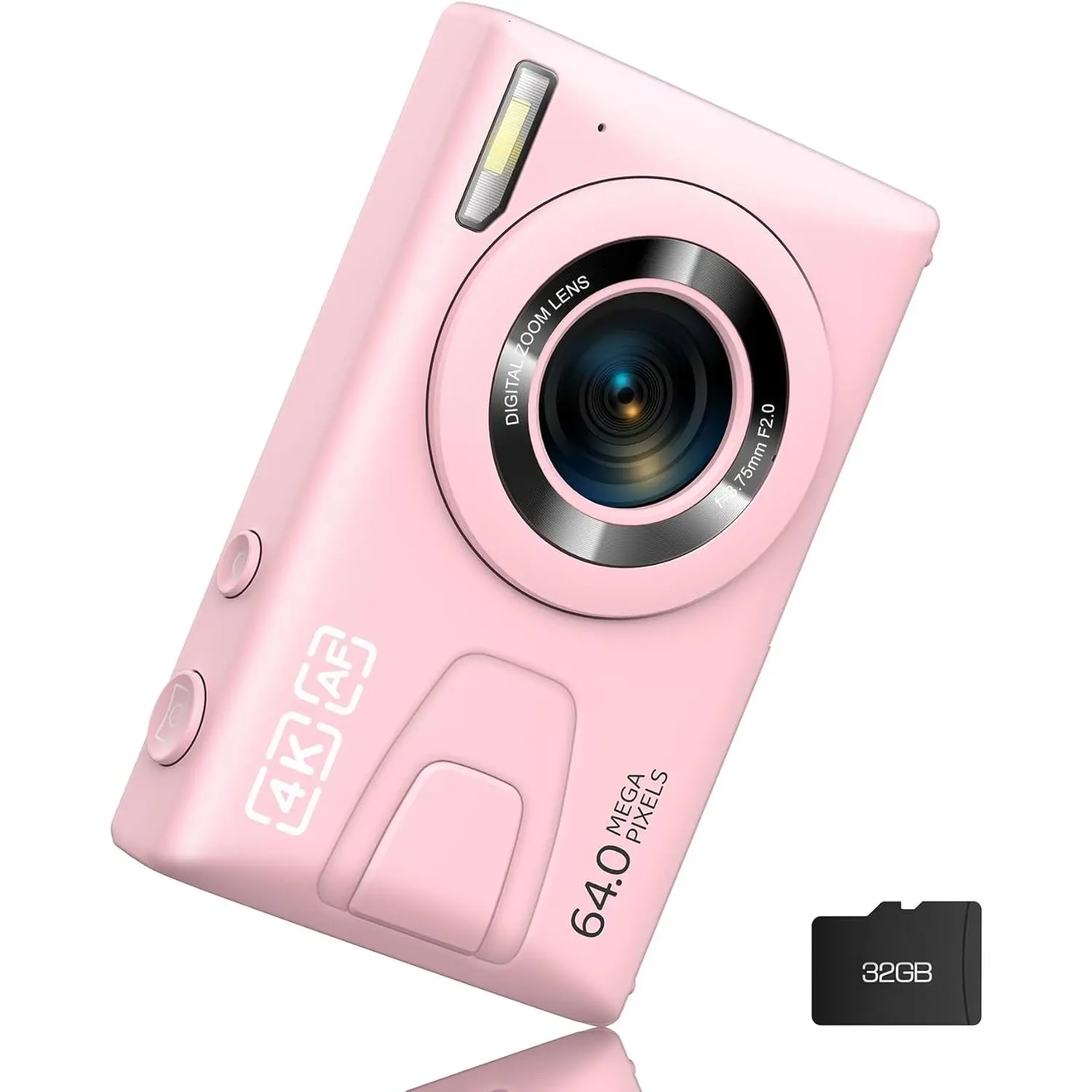 Digital Camera 4K 64MP Vlogging Camera Autofocus Point and Shoot Digital Cameras for Photography Camera for  Student  Teen Girl Boy, 18X, 2 , 32GB Card,