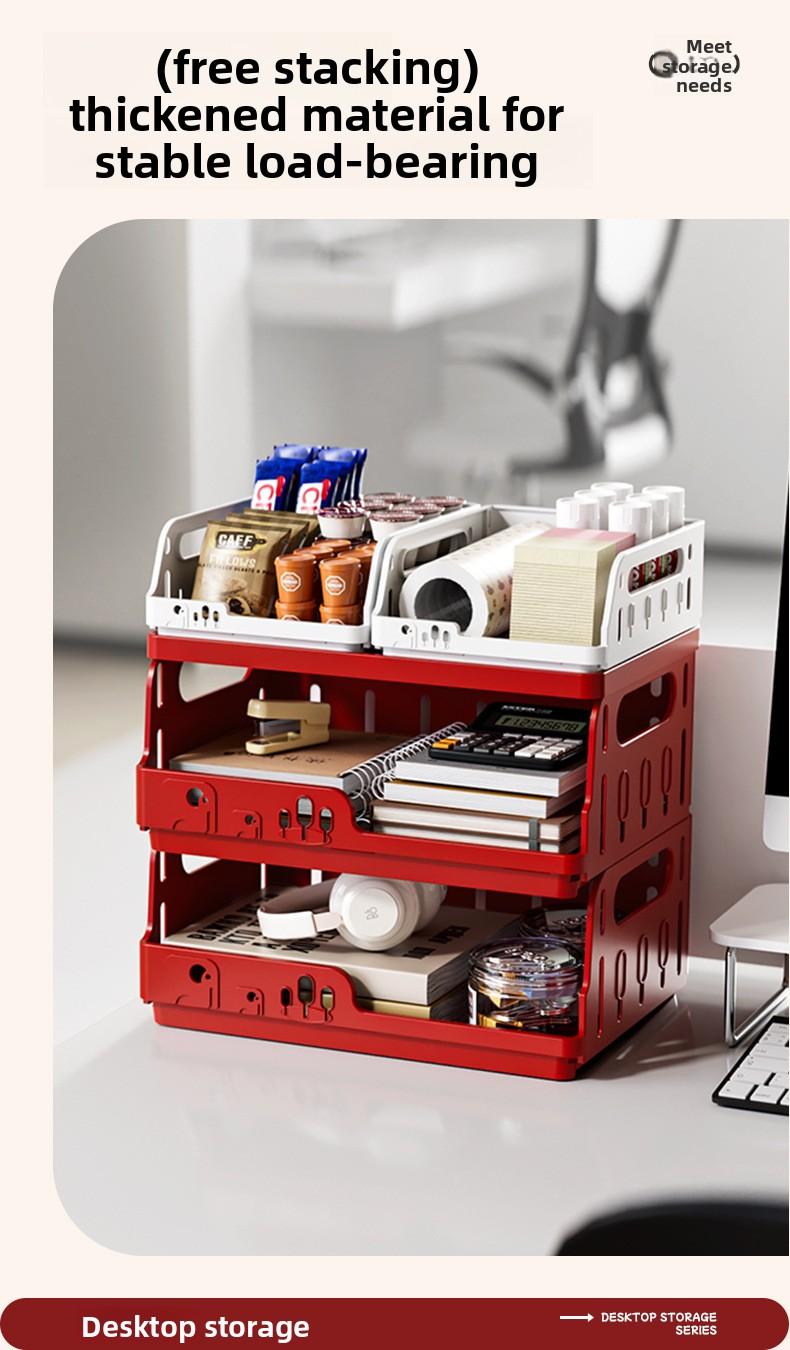 Clario "Rainbow Palette" A4 Collapsible Storage Crate — Large Aesthetic Modular Desktop Organizer for Books, Planners and Skincare. This High-Capacity Folding Pastel Bin is Perfect for Dorm Essentials and Home Office Setup