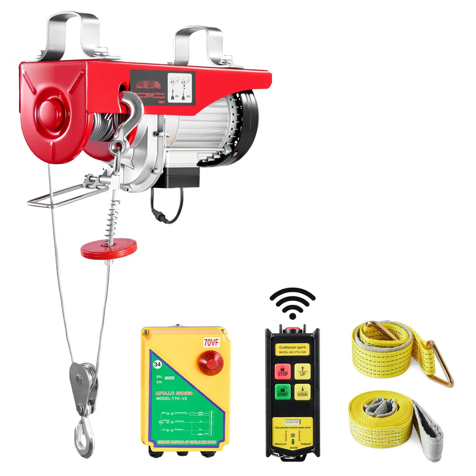 880lbs Wireless Remote Control Electric Hoist, Electric Hoist With Remote, 110 Volt Power, Pure Copper Motor Attic Lift, Ideal For Garage, Warehouse And Factory, Adjustable 40Ft Or 20Ft Lifting Height, Industrial Grade