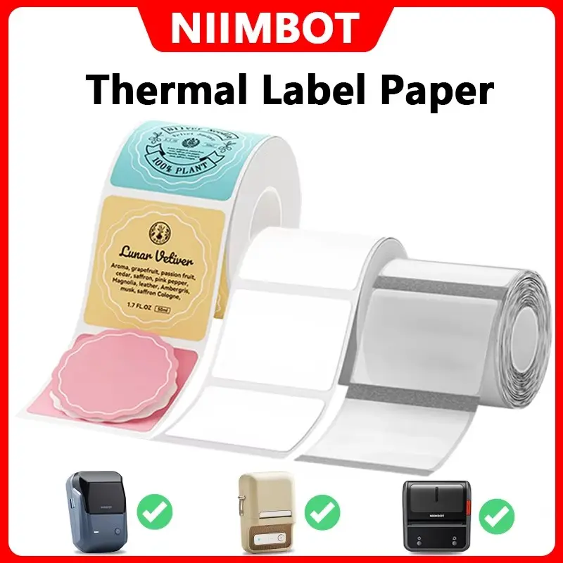 NIIMBOT 1Roll Thermal Label Color/White/Transparent Self-Adhesive Sticker Waterproof Paper For B1 B21 Portable Printer Label Maker