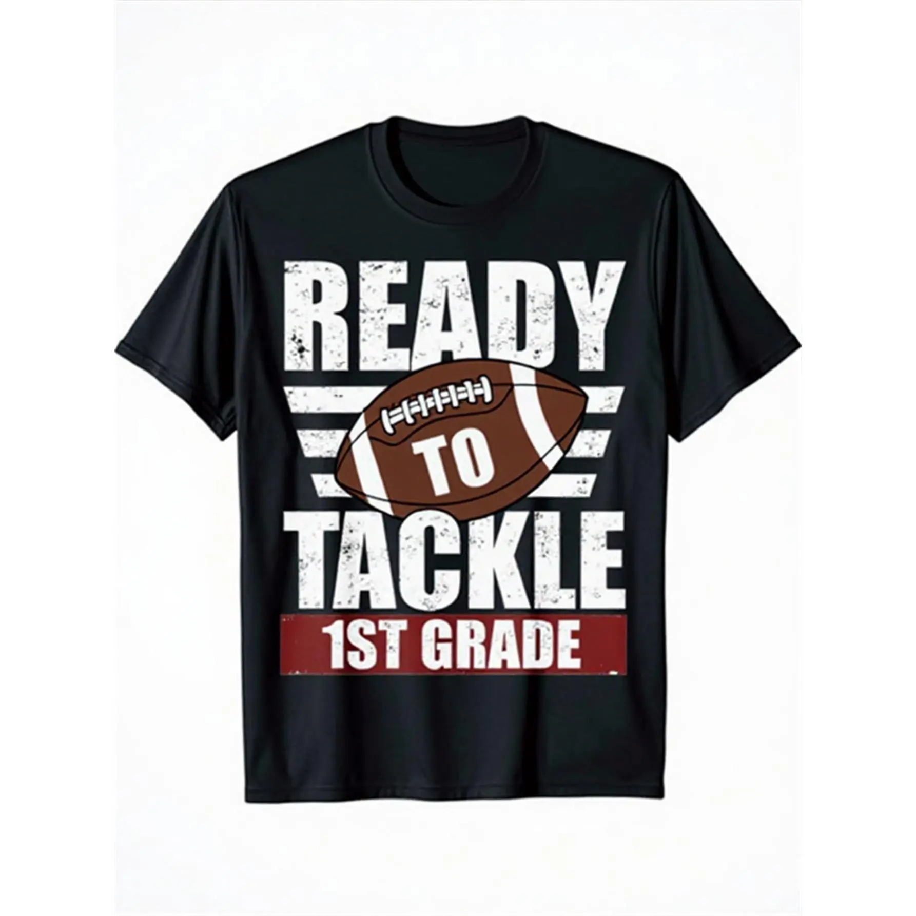 1st Grade Football Jersey - Soft Breathable Cotton Little League Team Shirt with Football Helmet & Tackle Box Design - Machine Washable Practice & Game Outfit Suitable for for - Wear, Tackle Box Graphics (Black/White/Red)