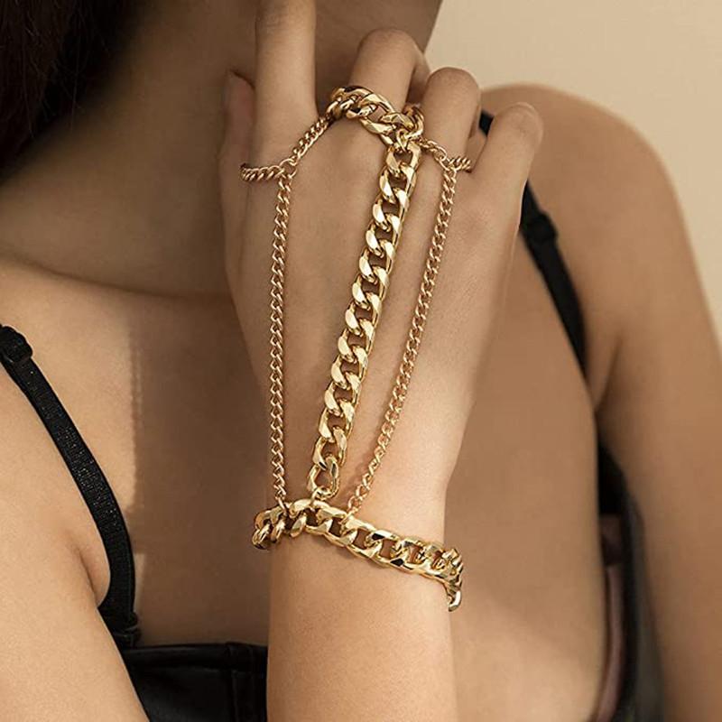 Punk Multi-layer Cuban Chain Bracelet • Vintage Tassel Finger Ring