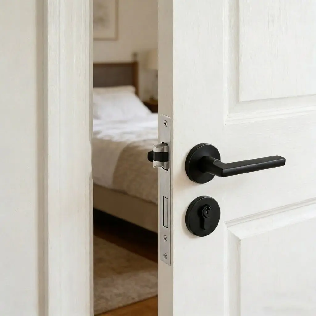 Handle Lock Set, Secure Door Handles, Door Safety Lock, Door Reinforcement Lock, Sturdy Lock, Durable Locks, Easy Installation, Perfect for Home Security, Reliable Locking Solution