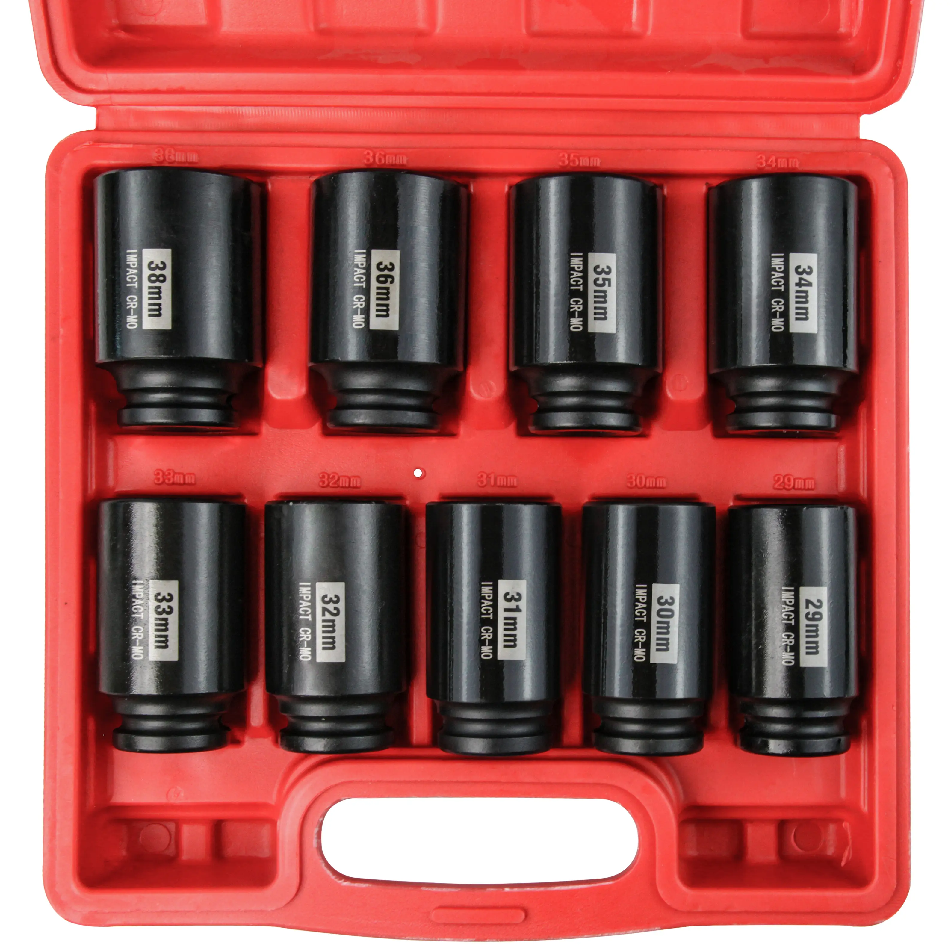9Pcs 1/2" Drive Deep Impact Socket Set (29mm - 38mm) | Heavy Duty Cr-Mo Steel Axle Nut Socket Set for Truck & Auto Repair with Storage Case