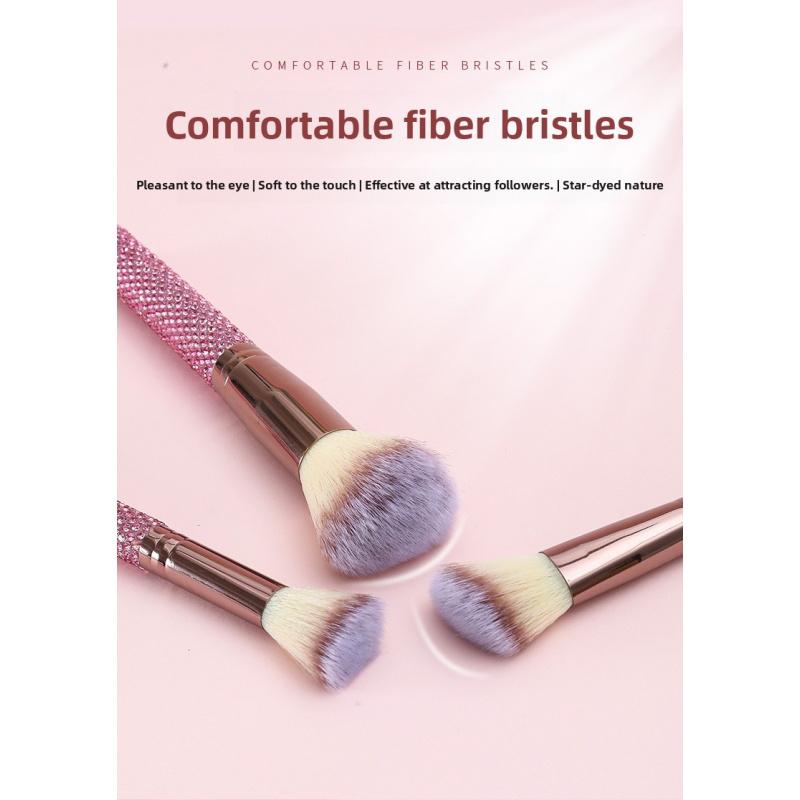 JOS 28-Piece Diamond Encrusted Makeup Brush Set for Women - Pink Glitter Brushes, Hand Bowl, Lash Tools, Full Beauty Kit for Flawless Looks, Luxurious Series, Nylon Bristles eyebrow  pluck birthday idea micro applicator brush dramatic metal curle fir get