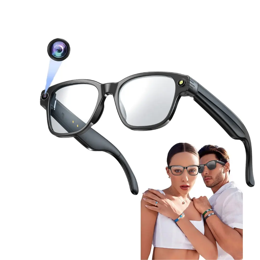 AI Smart Glasses, Wearable Tech Glasses, Wearable Smart Glasses with UV400 Lens & Camera, 16GB Memory, 8MP Anti-Shake Video Recording, 270mah Battery, AI Real Time Translation, Ai Voice Control, Bluetooth Calling, Music Control