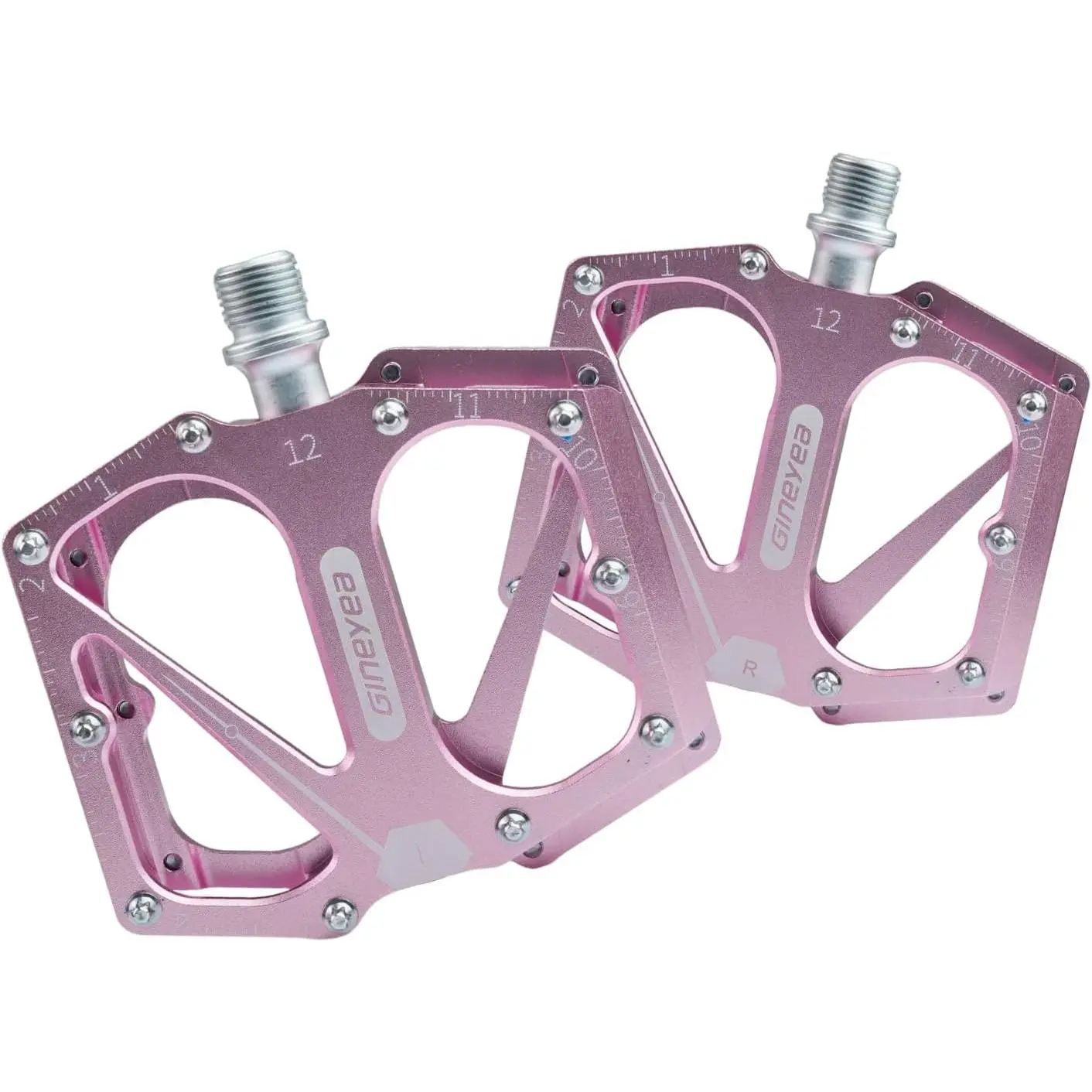 9/16" Bike Pedals, 96*103mm Large Platform with 1DU+2 Bearings, Aluminum Body & Chromoly Axle for MTB Gravel BMX Road, Tool-Free, 4 Colors (Pink/Blue/Black/Purple)
