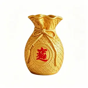 Prosperity Money Bag Decorative Ornament, New Oriental Fortune Bag Vase, Living Room TV Cabinet Desktop Wealth Craft, Luxurious Entrance Wealth Display, Feng Shui Ornaments, Decoration, Home Ornament, Decorating