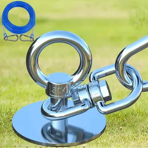 Dog Tie Out Cable and Stake,360°Swivel Dog Run Anchor,with 30FT Heavy Duty Cable- No Tangle,Dog Runner for Yard - Up to 150LBS,Ideal for Outdoor Camping