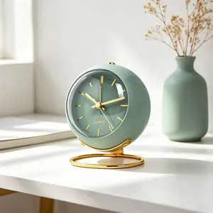 Nordic Creative Silent Analog Desk Clock - Minimalist Home Decor, Glow-in-the-Dark Alarm Clock for Desktop/Bedside, Christmas Holiday Gift (Battery Not Included)