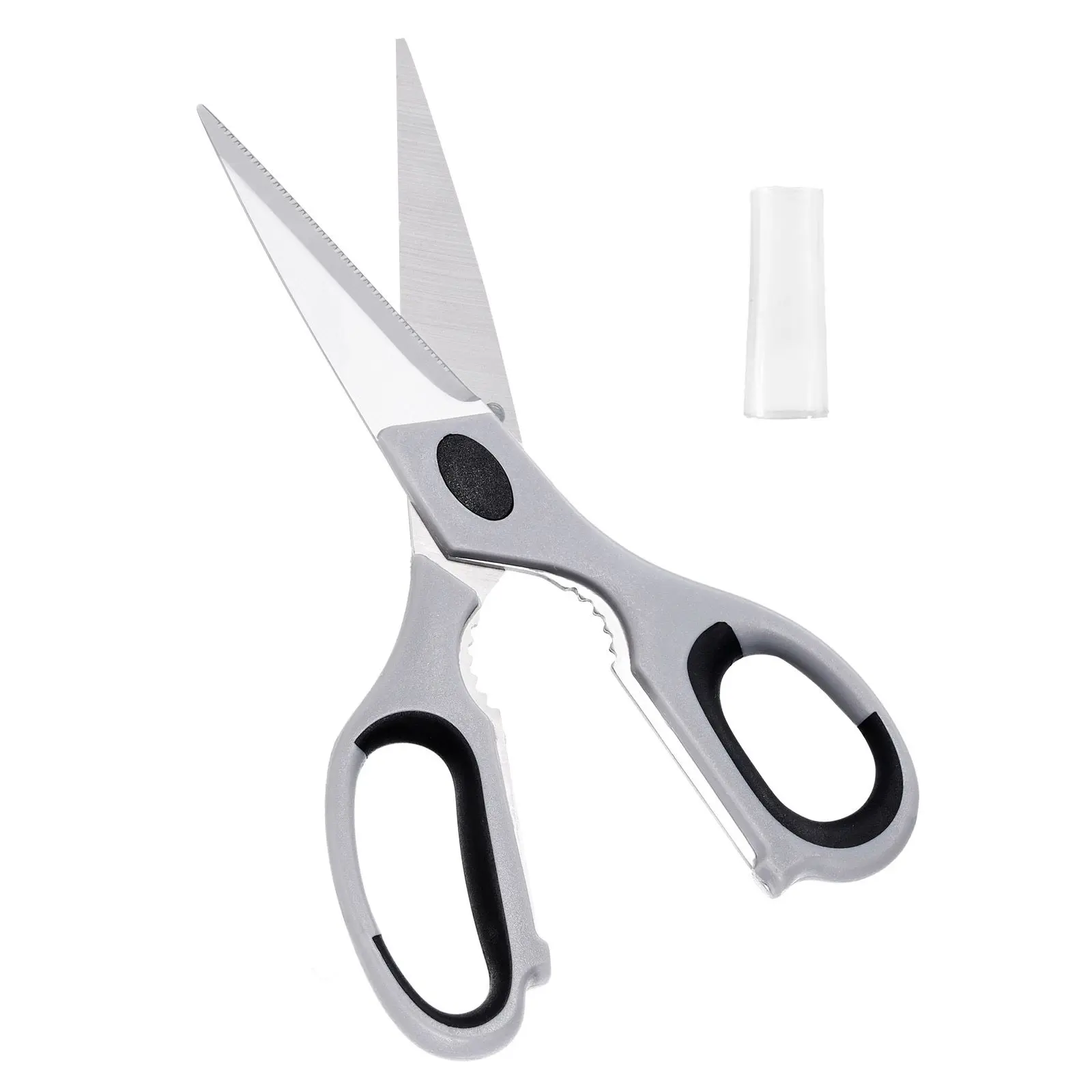 Kitchen Scissors, Durable Stainless Steel Kitchen Shears with Protective Sheath, Heavy Duty Cooking Shears Soft Grip Comfort Handle, Kitchen Utensil for Cutting Meat, Food, Fish, Poultry, Grey