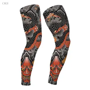 Summerwins High Elastic Printed Cycling Leg Sleeves - Silicone Anti-Slip Strip, Breathable Elastic Stretch Fabric, UV-Blocking Knee Guards for Bicycle Riding, Running,Touch,Screen,Fleece Winter Set