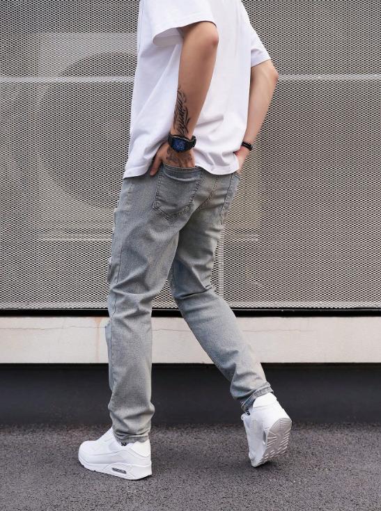 Men's ripped denim men's new nine-point pants