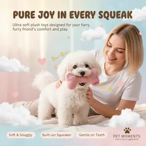 Cute Heart-Shaped Bone Plush Squeaky Dog Toy with BB Sound, Chew-Resistant for Teething, Interactive Play, Random Color, Pet Supplies