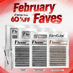 Flaunt & Short Flaunt & Brown Flaunt | AiryCute Upgrade U Lashes Ultra-Dense, Waterproof, Long-Lasting Lashes | Flora | Natural Daily, Volume Style | Beginner-Friendly DIY Lashes for a Flawless, Voluminous Look | Trendy & Must-Have Clusters