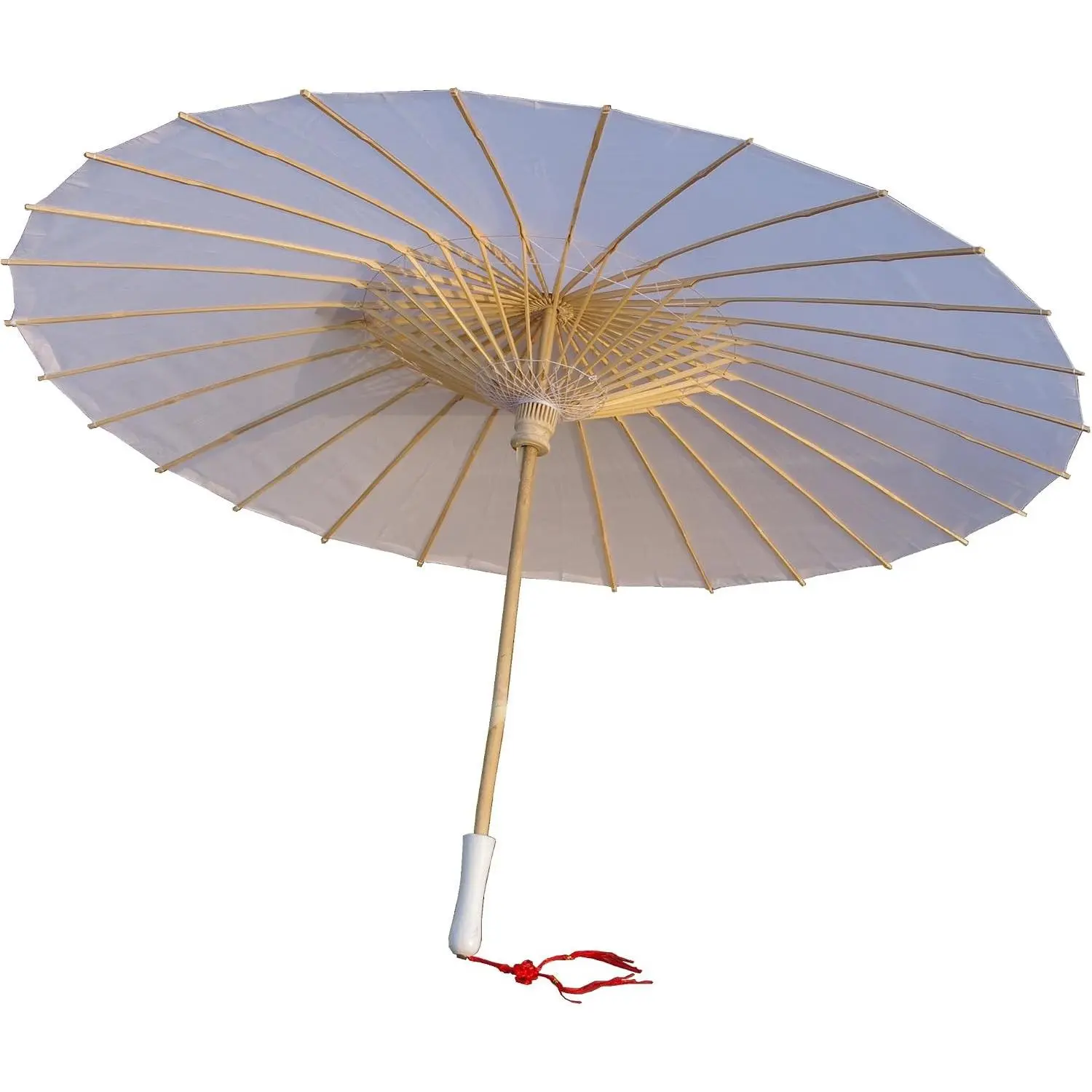 Plain Bamboo Parasol Umbrella, White, 33 Inch Diameter | Weddings, Sun Protection, DIY Decor, Photo Props