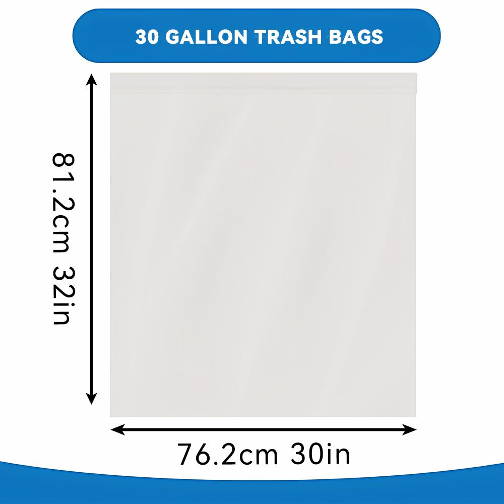 100 Bags 30 Gallon 1 Box White Disposable Large Trash Bags For Large Kitchen Trash Can, Ultra Strong 100 Count 113.5L Garbage bag Multipurpose Cleaning Supplies  For Industrial, Garden, Home, Commercial - Durable, Leak-Proof, Easy To Use
