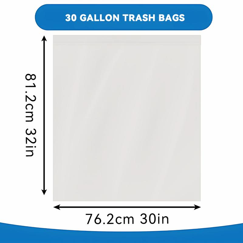 100 Bags 30 Gallon 1 Box White Disposable Large Trash Bags For Large Kitchen Trash Can, Ultra Strong 100 Count 113.5L Garbage bag Multipurpose Cleaning Supplies  For Industrial, Garden, Home, Commercial - Durable, Leak-Proof, Easy To Use