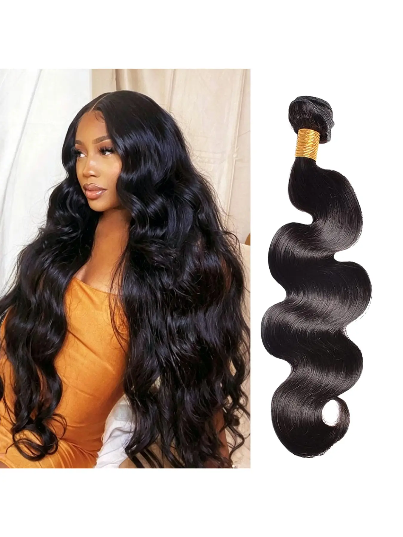 100% Human Hair Body Wave Single Bundle 1B Natural Black Hair Extensions 8-30 Inch Soft Silky Weft Hair Full Thick Volume Virgin Hair Bundle No Shedding No Tangling Long Wavy Hair Extension For Black Women Daily Style And Beauty