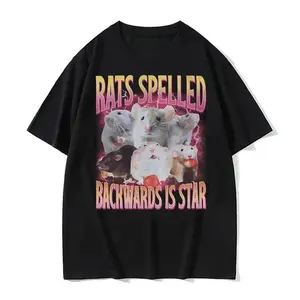 Funny Rats Spelled Backwards Is Star Printed T-shirts Fashion Short Sleeve T Shirt Women Casual Oversized T-shirt Streetwear Y2K