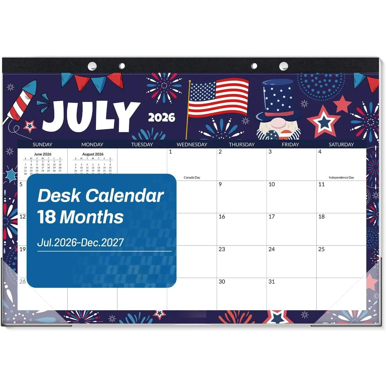 Desk Calendar 2026-2027, 17" x 12", 18-Month Monthly Desk Calendar from Jul. 2026 - Dec. 2027, Academic Desk Calendar for Teacher, School, Seasons Color