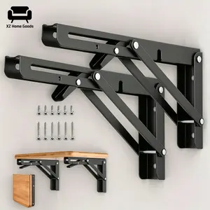 2 high resistance foldable and adjustable wall brackets, with an angle of 90 degrees, made of high-quality carbon steel, suitable for home and office decorative racks and tables, industrial style sturdy, desktop reinforcement | multifunctional bracket