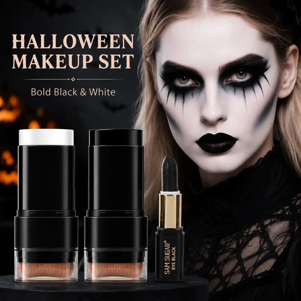Halloween Makeup Foundation Stick + Eyeshadow, Concealer, Moisturizing, Brightening, Long-Lasting, Waterproof, Solid Form