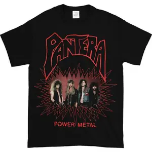 🤘⚡[100% cotton]PANTERA Band Tee Power Metal Graphic T Shirt New Black Cotton Unisex Full Size Vintage Heavy Metal Rock Band Merch Streetwear Casual Top Concert Outfit Gift for Music Fans Menswear Womenswear TikTok Trending⚡🤘