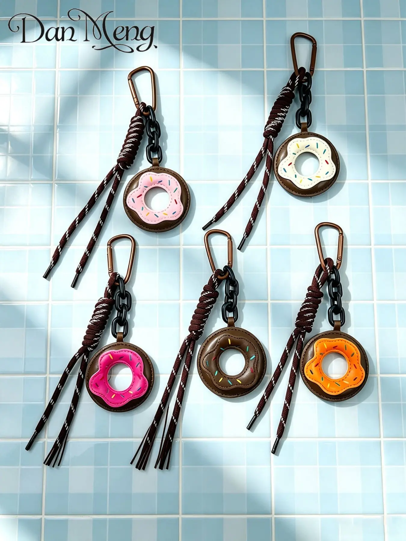 Adorable Sugar Frosting Donut Keychain, Cute Long Tassel Bag Charm, Unique Sweet Cool Style, Women's Accessory for All Seasons
