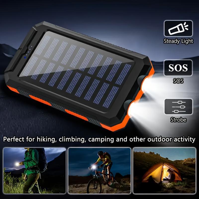 Solar Charger, 38800mAh Portable Type-C Solar Power Bank for All Cellphones, Waterproof Battery Pack, Outdoor External Backup Power Charger Three Outputs/LED Flashlights, Perfect for Camping Travel
