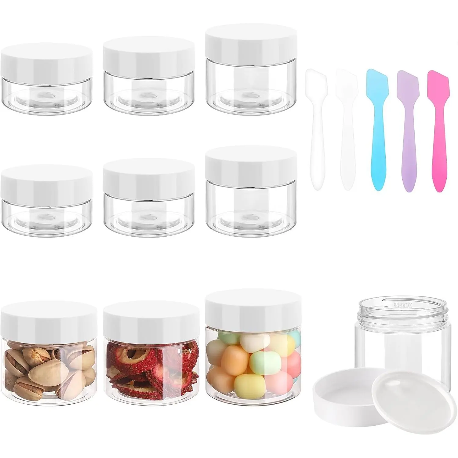 10 count Mini Travel Container Plastic Sample Jars with  for Lotion, Cream