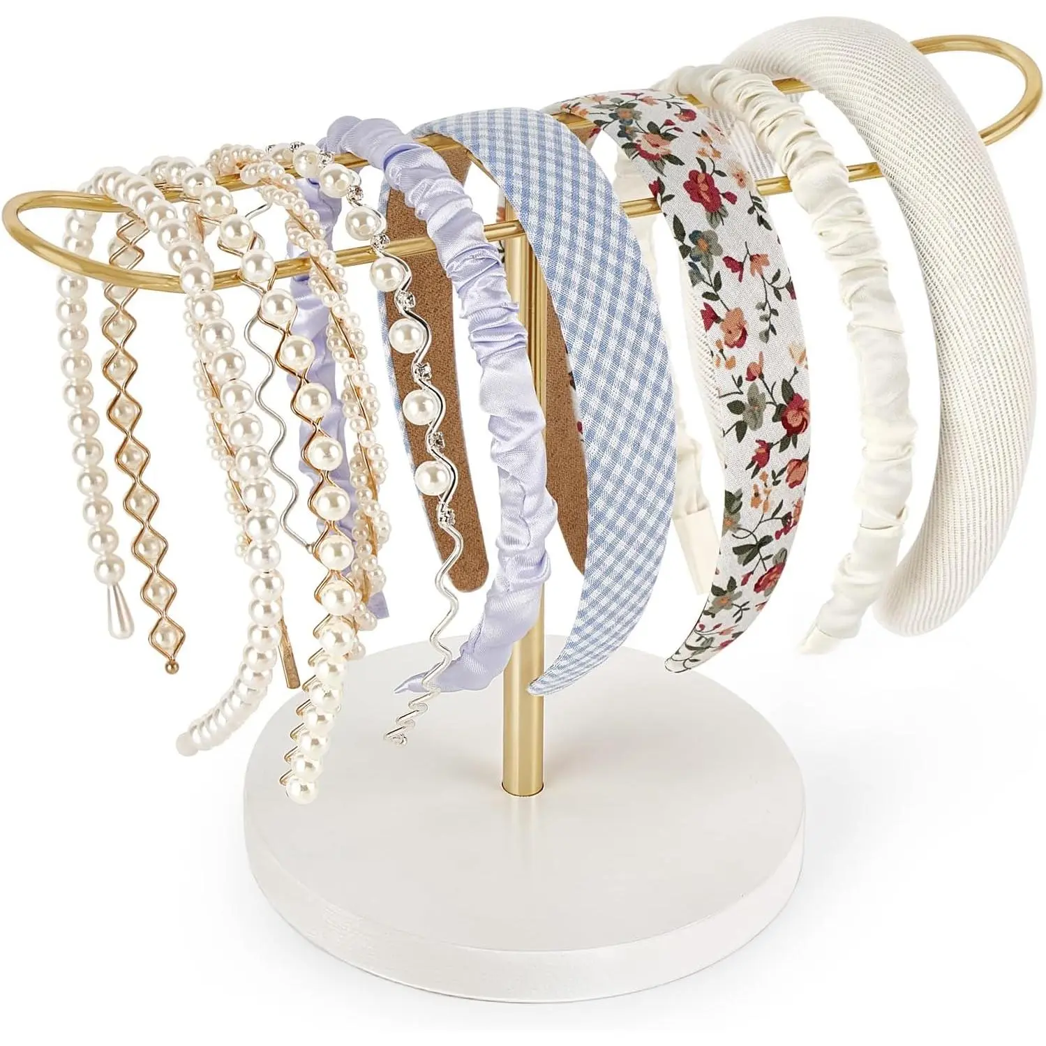 Headband Holder Organizer Storage Hairband Hair Hoop for Women Girls | Metal Hair Accessories Organizer, Stores Bracelets, Space Saving Display, Quick Pick, Fits Dorm Bedroom Living Room,