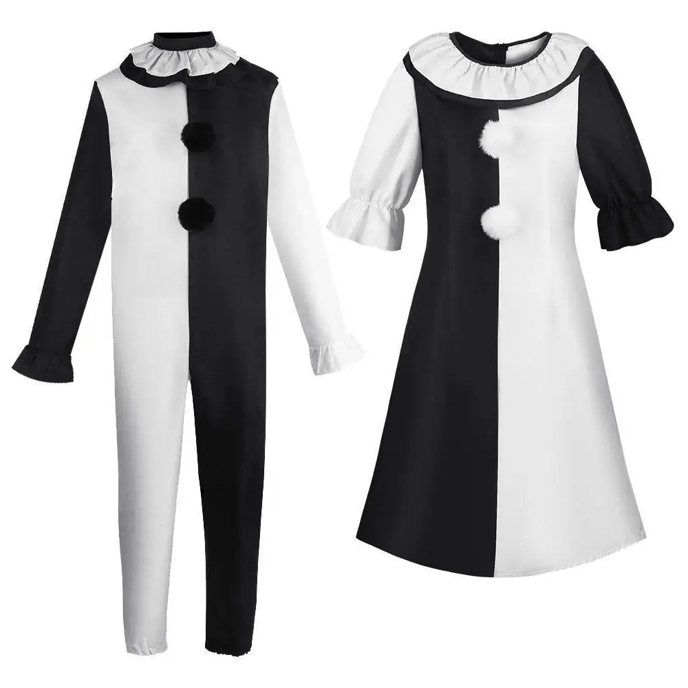 Art Movie Terrifier Clown Cosplay Costume Jumpsuit for Men Women Halloween Carnival Party Role Play Outfit Art The Clown Suit
