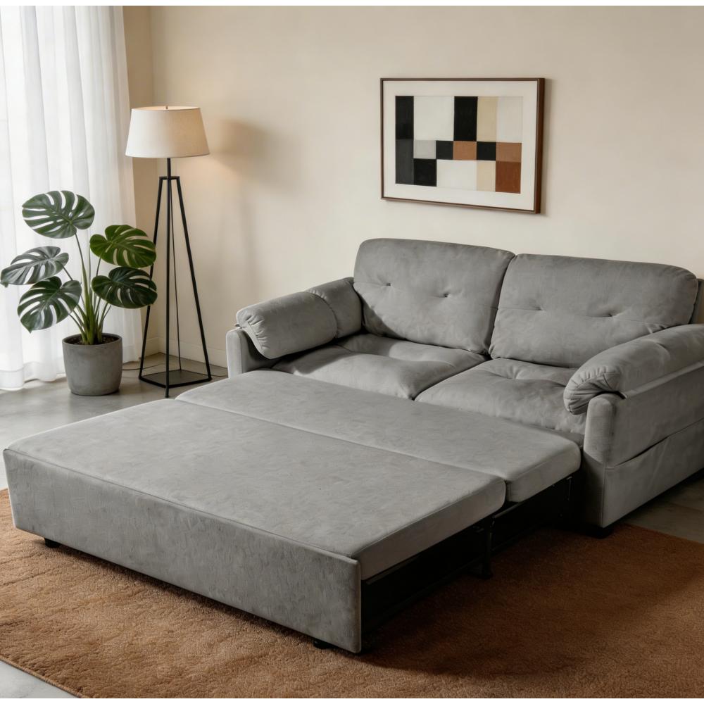 71''Convertible Pull-Out Queen Sleeper Sofa, 3-in-1 Sofa Bed with Side Storage & 8 Silent Casters, Thick Padded Chenille Loveseat for Living Room, Bedroom, Apartment,Beige