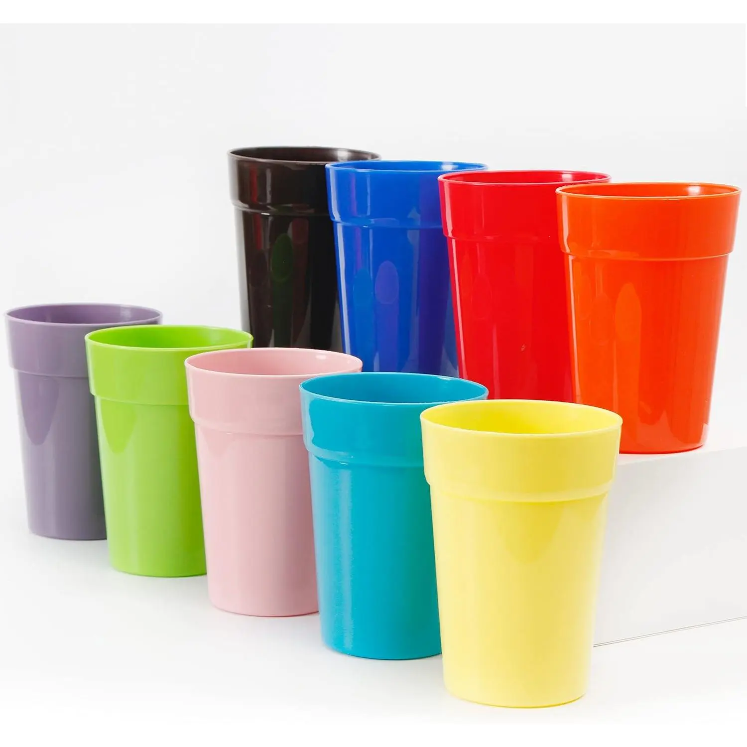18 Pack 12 Ounce Plastic  Juice Tumblers, Unbreakable Drinking Glasses, Plastic Cups,  | Stackable | NO BPA | Top-rack Dishwasher Safe (Rainbow Colors)