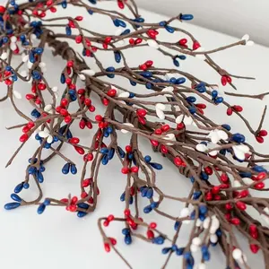 60in Patriotic Pip Berry Garland, Red White Blue, 4th of July Holiday Decor, Primitive Craft Wreath Garland for Memorial Dayfidget toys