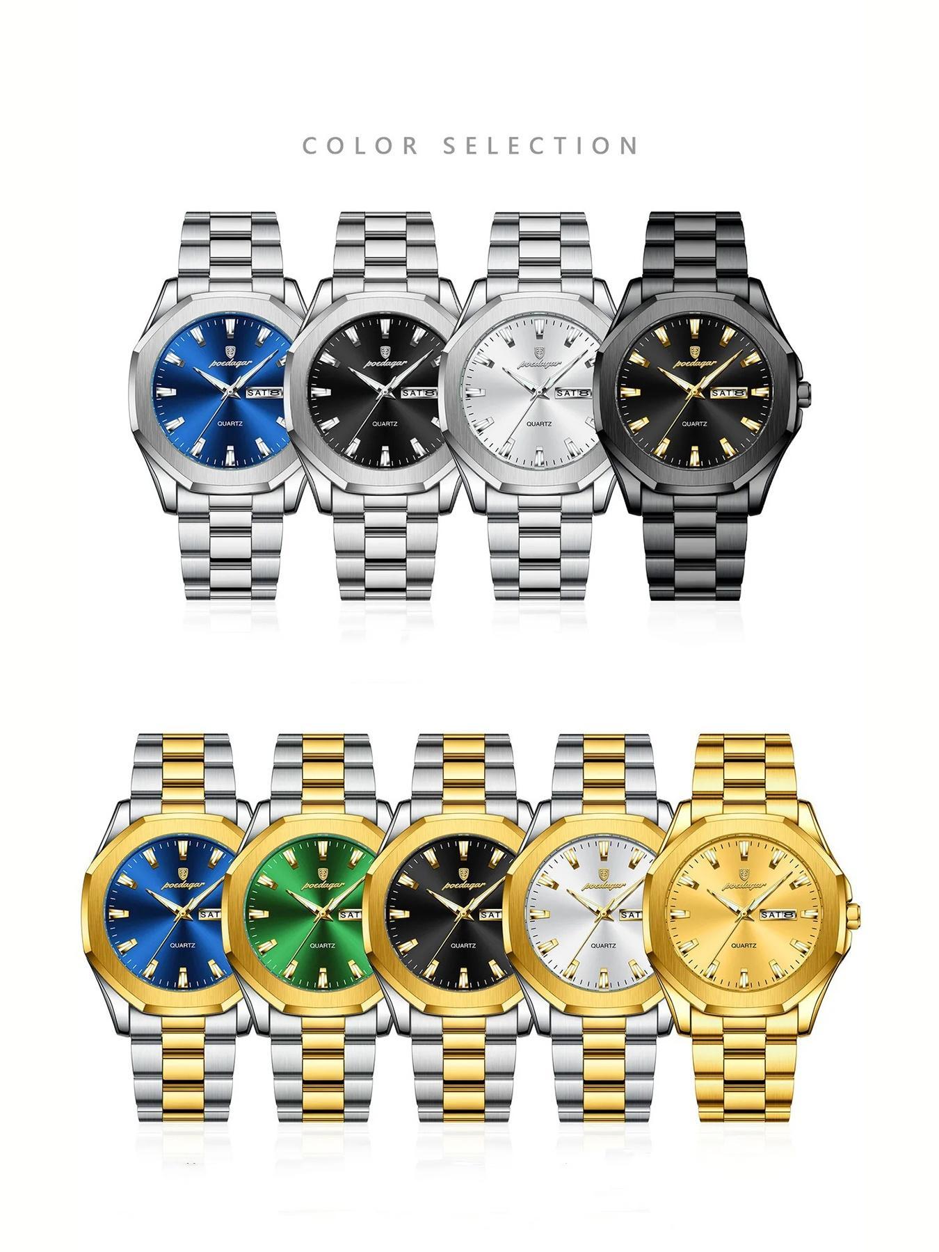 Men's Business Fashion Round Dial Analog Quartz Watch, Fashion Watch with Date & Luminous Hands, Trendy Watch for Daily Life, Business Fashion Watches