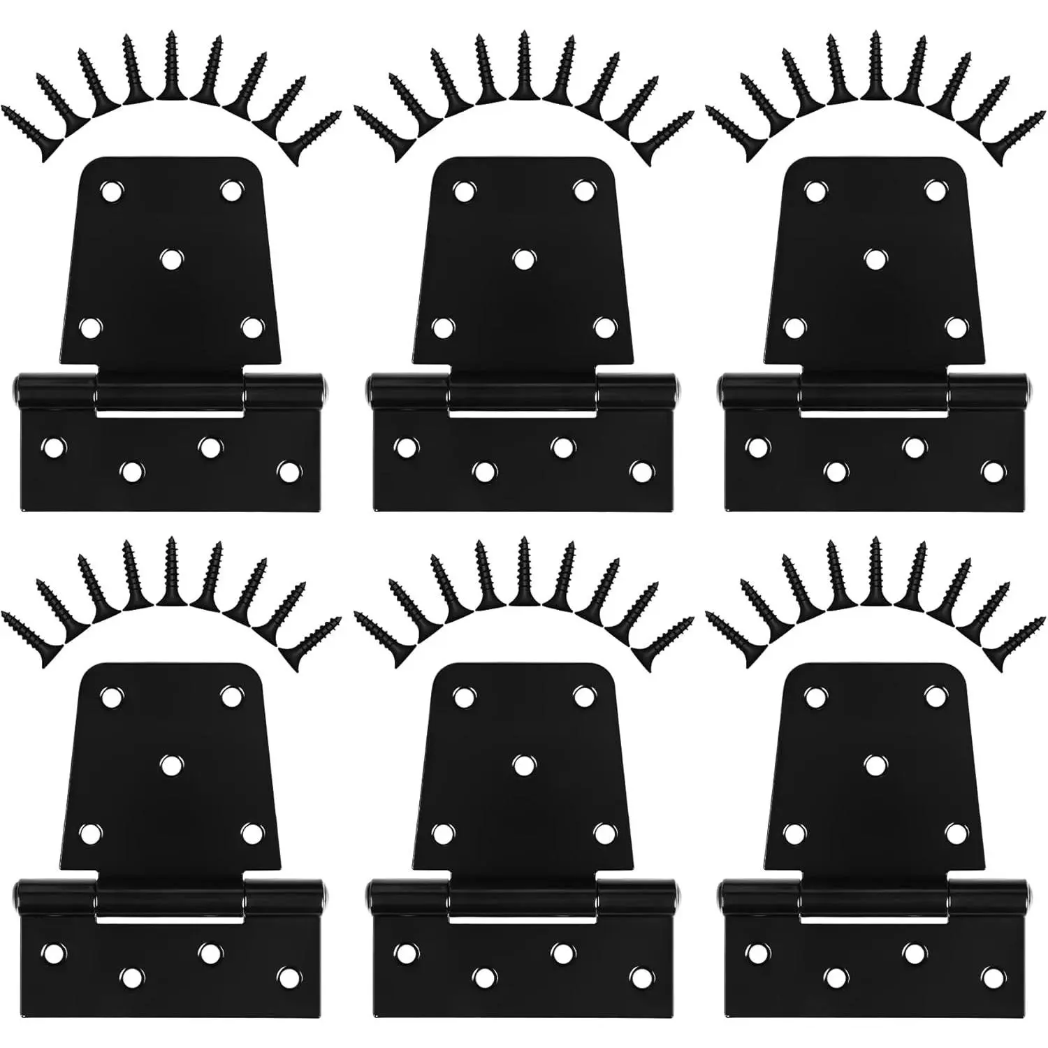 Heavy Duty 3.5 Inch Gate Hinges 6 Pack, Extra Thick Industrial T-Hinges for Large Wooden Gates, Barn Doors, Shed Doors & Outdoor Wood Fences, Black Iron Finish, Screws IncludedGift