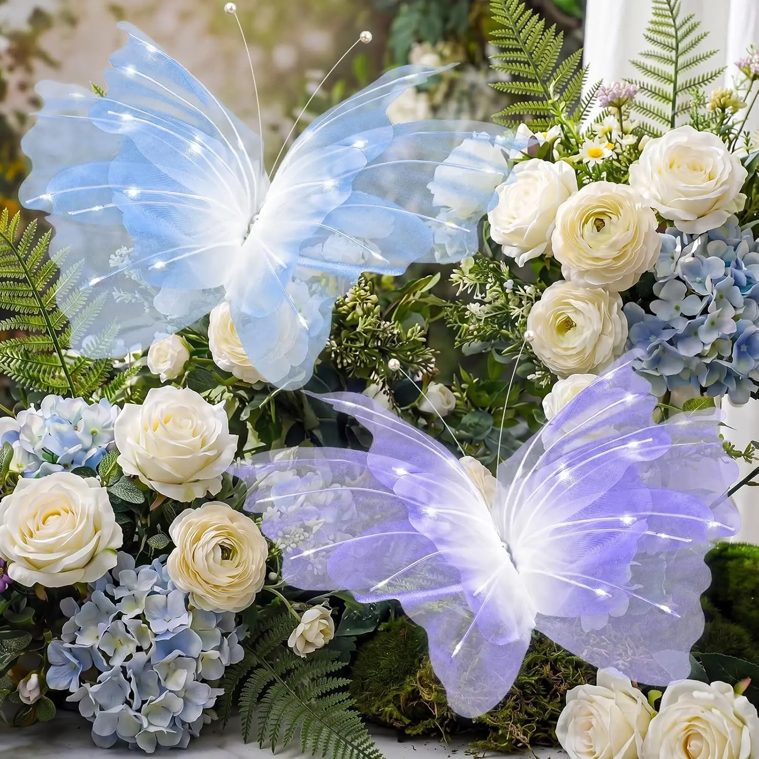 2 count 20 Inch Large LED Butterfly Decorations Mariposas Grandes para Decoracion Giant Light up   Butterflies for Wedding Birthday  Shower Decor (Gradient ,Gradient Blue)