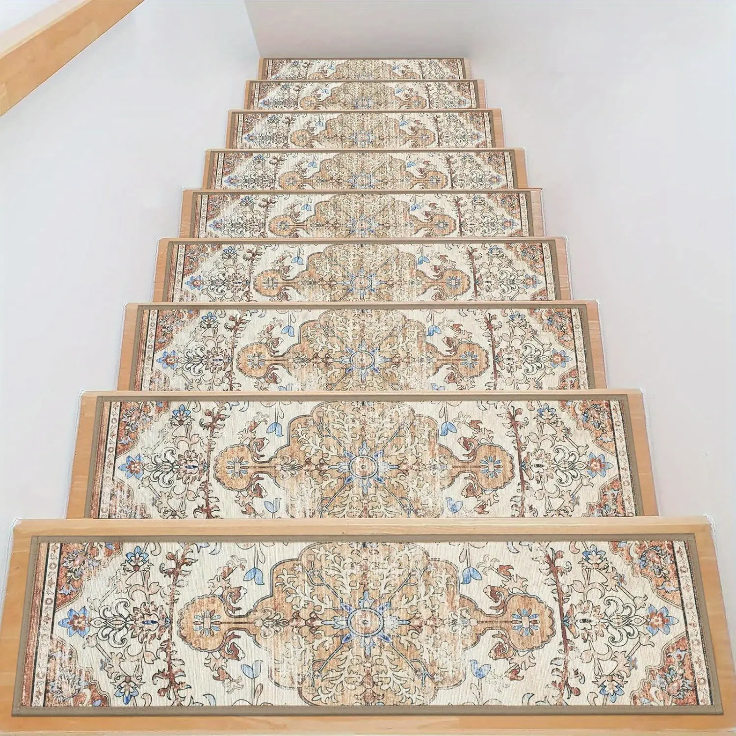 Carpet Stair Treads for Wooden Steps Indoor 15 Pack 8" X 30" Peel And Stick Stair Treads Non Slip Staircase Step Treads Reusable Stair Runner Rugs for Dogs